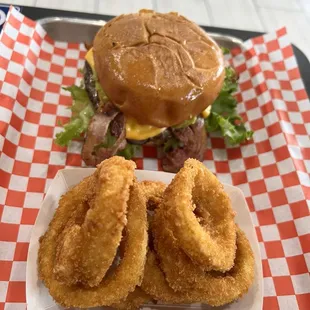 Burgers and onion rings