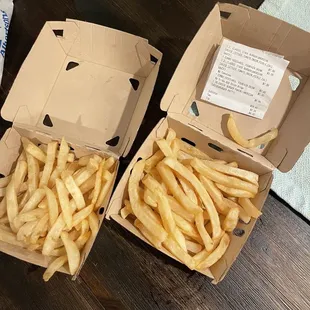 Uncooked fries, one in which we did not order since we sub-upgraded for onion rings.