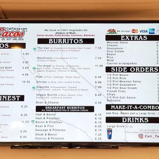 Menu as of 9/12/2021