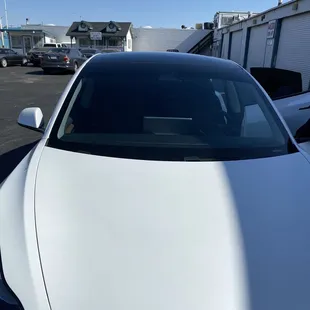 A line of ceramic tint was installed on the front window.