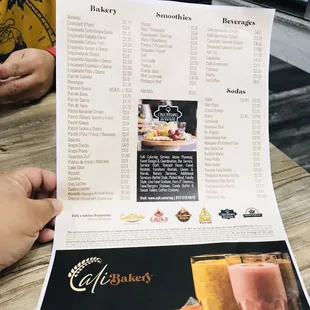 menu