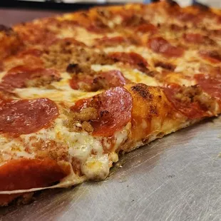 Pepperoni and sausage pizza