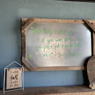 a chalkboard with a quote on it