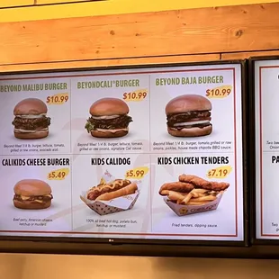 a menu for a fast food restaurant