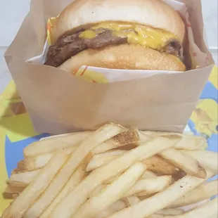 Combo: Cali Double, plain fries, milkshake not pictured (11/29/21]