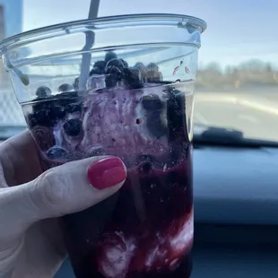 Sundae with blueberries and raspberries!