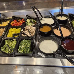 Salad bar with thick blue cheese