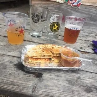 Carne Asada Quesadilla with borracho beans