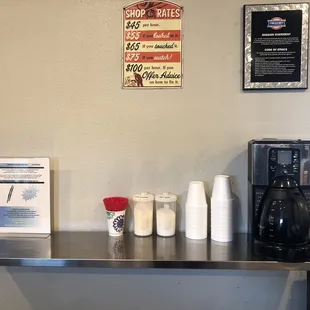 Complimentary coffee bar