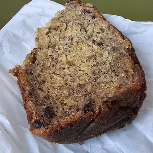 Stale and bland Banana Bread with almonds.