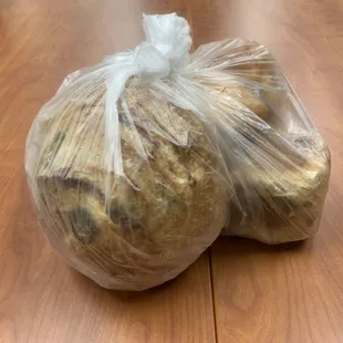 a bag of bread on a table