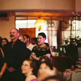Beautiful wedding crowd watching dancing and performances