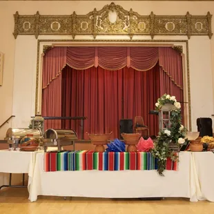 Quinceañera stage and buffet setup