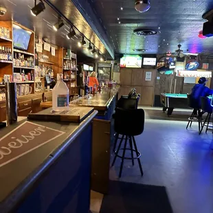 the bar counter and bar stools
