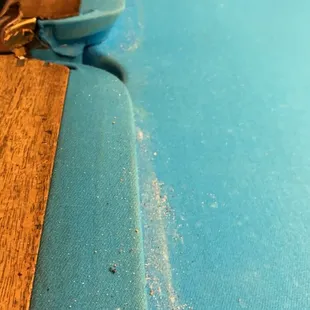 Snooker table and the holes in tables cloth.