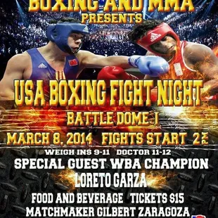 California Boxing and MMA Presents: USA Boxing Fight Night - Battle Dome I, March 8, 2014, 2:00 p.m.
