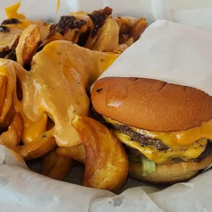 Gorilla fries and double cheeseburger