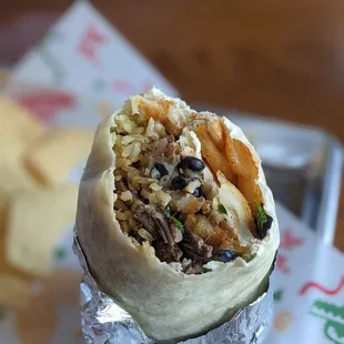 a burrito wrapped in foil