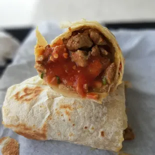 Adobada burrito plus red sauce