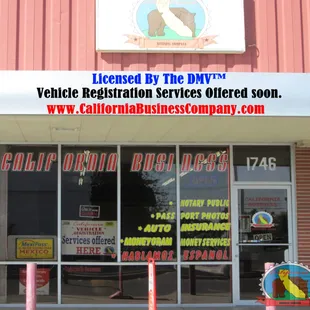 Licensed by the DMV Providing Vehicle Registration Services.