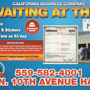 DMV Services  Skip The Long Lines At DMV!  Stickers  Plates  Title Transfer  Out of State Title Registration  Moving Permits +More