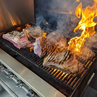 Brisket on the grill.