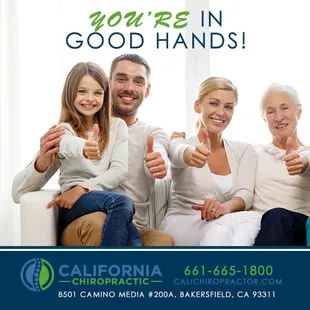 You're in good hands with our Bakersfield chiropractor, California Chiropractic. Call to schedule: 661-665-1800.