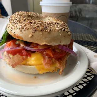 The Western Sandwich and a Blueberry Vanilla Latte