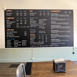 Drink menu