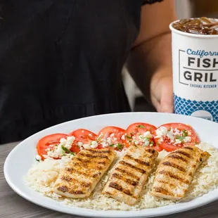 Mahi Mahi Plate, wild-caught and responsibly sourced. Get it with your choice of sauce and two sides.
