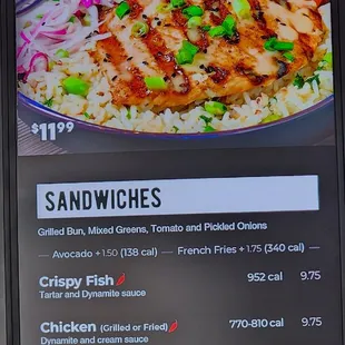 chicken wings and fried chicken, menu