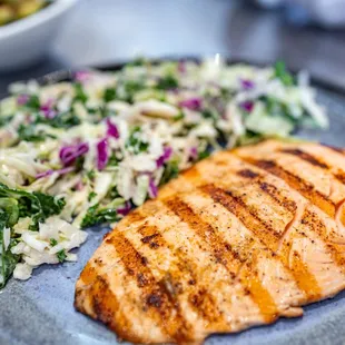 Grilled Salmon Plate w/ Kaleslaw &amp; Grilled Zucchini ($16)