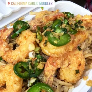 Salt &amp; Pepper Shrimp  w Garlic Noodsssss