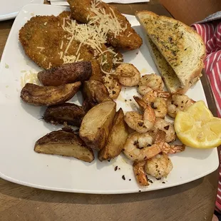 Cajun Shrimp with Zucchini Parmesan &amp; potatoes