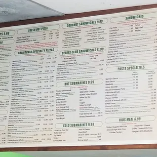 menu