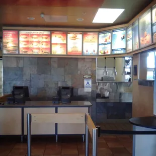 The menu above the registers is well lit and easy to read.