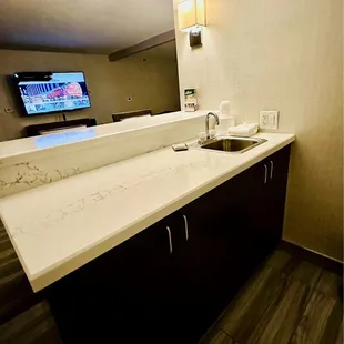 Kitchen and Refrigerator (hidden) area.