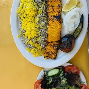 Salmon Kabob with side salad