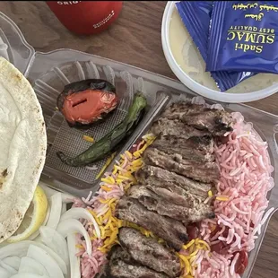 Filet with cherry rice