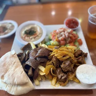 Gyros and steak kebab combo