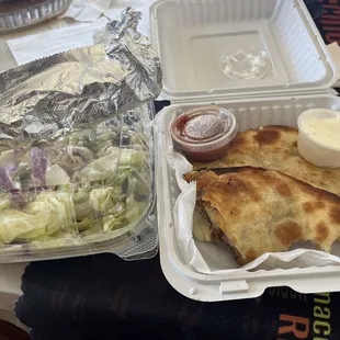 Greek Salad  New York Cheesesteak Quesadilla