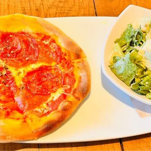 7" Pepperoni and side Caesar salad no croutons