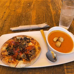 My lunch special...pizza + soup (good deal!)