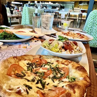 Pizza, salad and chicken at CPK