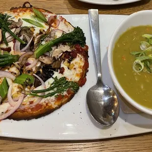 Lunch-size 7" Pizza (California Veggie) and Dakota Smashed Pea  Barley soup