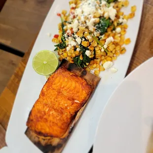 Salmon, bland, overcooked, no sauce comes with it and quite pricey.