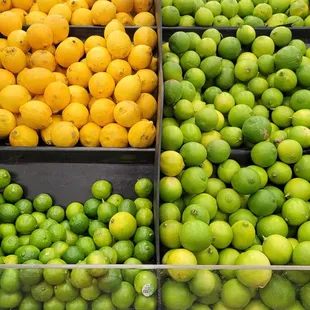 a display of lemons and limes