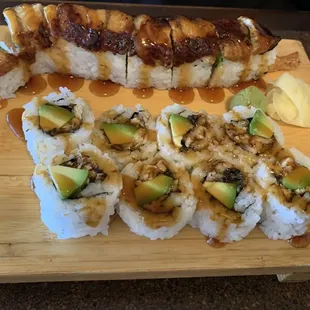 a closeup of the sushi