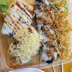 Spicy tuna, Chrunch, Sweet potato roll and Angry Buddah