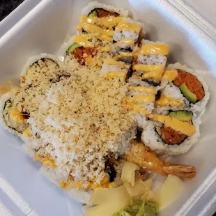 Spicy Tuna Roll and Crunchy Roll